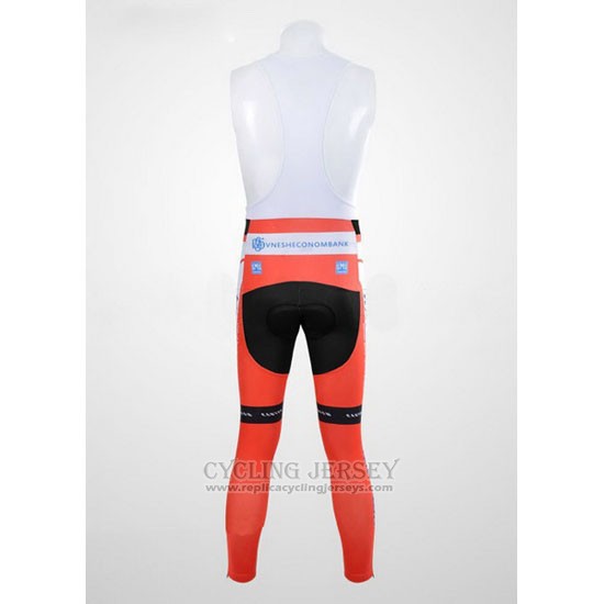 2012 Cycling Jersey Katusha White and Orange Long Sleeve and Bib Tight